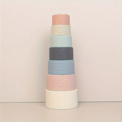 7 Piece Silicone Number Stacking Cups Educational Toys for 0-3 Years