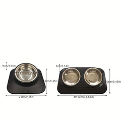 Stainless Steel Elevated Dog Bowl with Non-Slip Mat