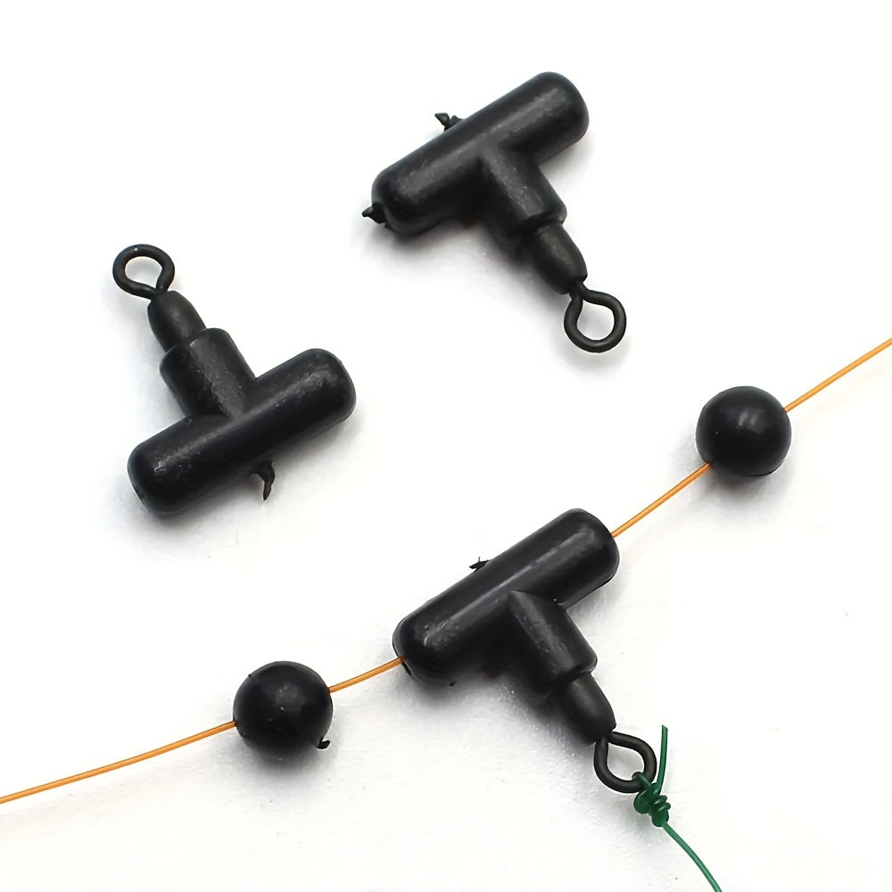 15pcs T Swivel Ring Fishing Connectors Rig Beads Hair Tackle Accessory