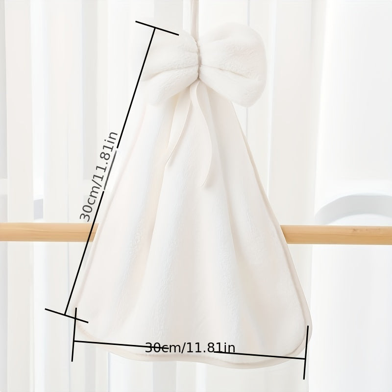 Bowknot Hanging Towel Coral Fleece Quick Drying Soft Towel