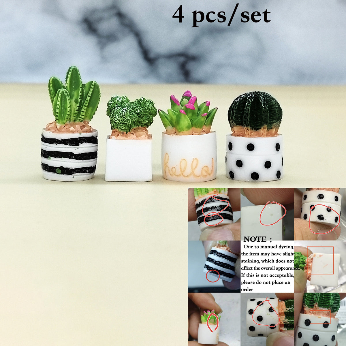 4pcs 1:12 Dollhouse Succulent Potted Plant Micro Landscape Model