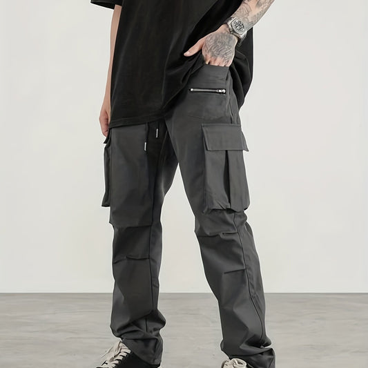 Men's Cargo Pants Regular Pocket Waist Drawstring Work Pants