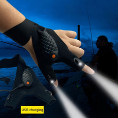 Rechargeable Flashlight Gloves Fingerless Gloves LED Lighting Finger Lamp