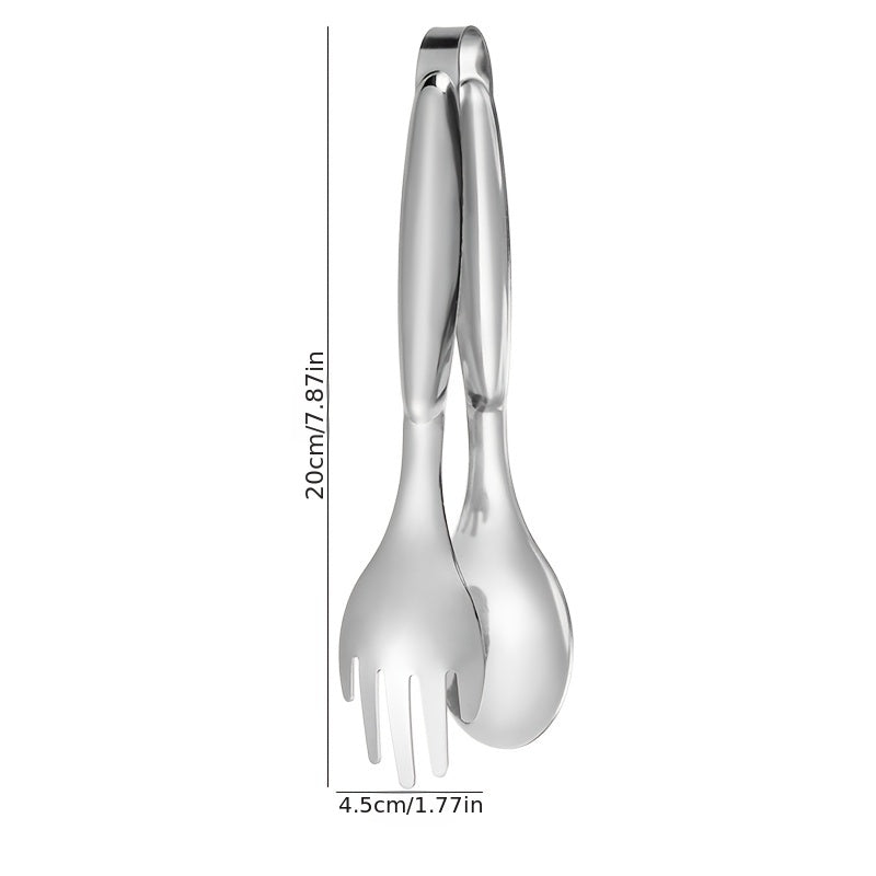 Stainless Steel Food Clip 3-In-1 Fork & Spoon Tong Kitchen BBQ Tong