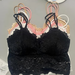 4pcs Wireless Lace Bras Comfy & Breathable Women's Lingerie