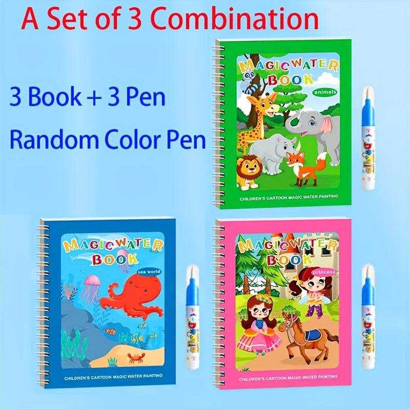 Magic Water Book Reusable Watercolor Activity Book with Waterproof Pages