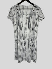  Casual Dress Women's Plus Strip Print Button Decor Short Sleeve