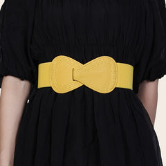 Yellow Elastic Waist Belt for Women's Dresses Decorative Girdle