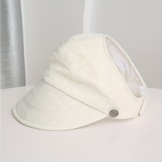 Backless Ponytail Sun Hat Lace Embossed UV Protection Travel Beach Hats