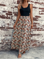  Paisley Print Round Neck Maxi Tank Dress