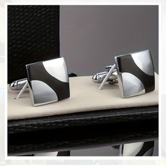 2pcs Silver Enamel Drop Cross Shirt Buttons Men Business Casual Wear
