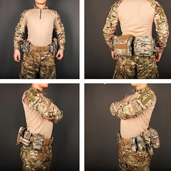 8pcs Molle Battle Belt Utility Belt w/ Pouches, Quick Release Trigger