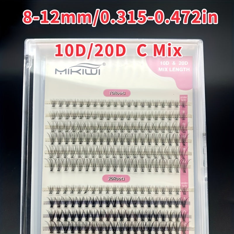 240pcs 10D 20D Cluster Lashes DIY Eyelash Extension C Curl Faux Mink 8-12mm