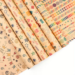 6pcs Colorful Cartoon Birthday Gift Wrapping Paper Roll