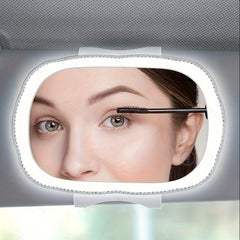 Car Visor Makeup Mirror USB Rechargeable Touch Light