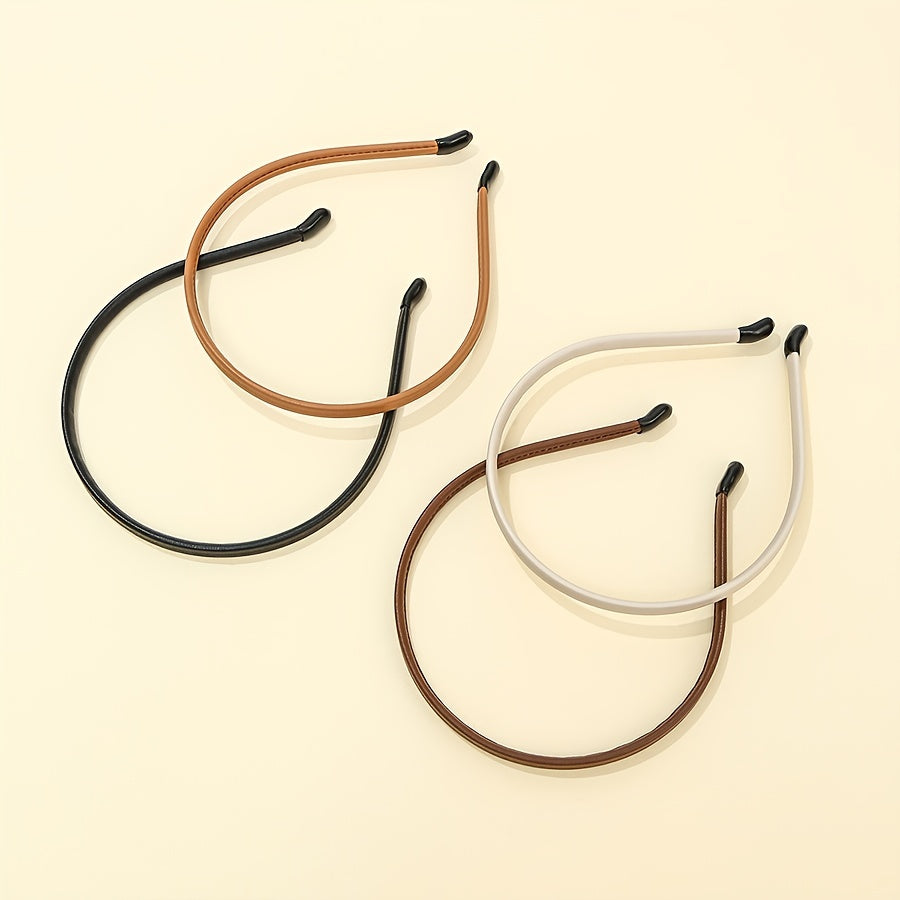 4pcs Leather Covered Headband for Women and Girls