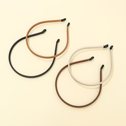 4pcs Leather Covered Headband for Women and Girls