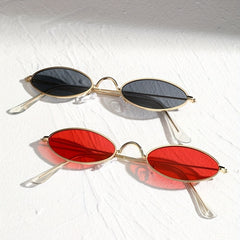 Oval Metal Frame Sunglasses For Women Men Tinted Lens Glasses UV400