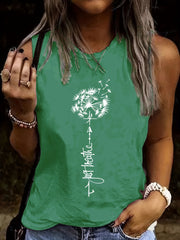 Dandelion Print Tank Top Women's Sleeveless Summer Tank Top