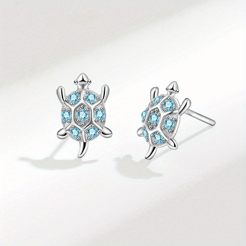 Sterling Silver Opal Turtle Stud Earrings Ocean Jewelry