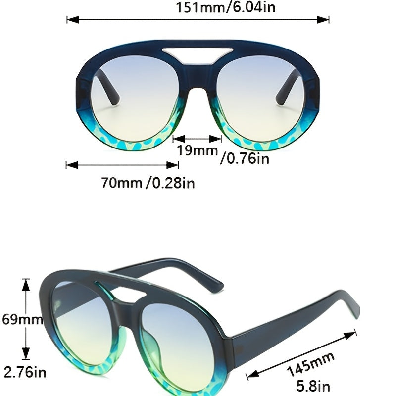 Gradient Round Sunglasses Double Bridge Vintage Eyeglasses