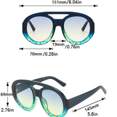 Gradient Round Sunglasses Double Bridge Vintage Eyeglasses