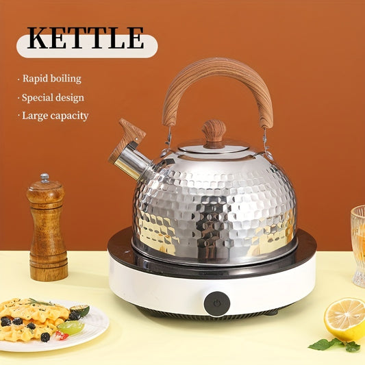 Large Capacity Stainless Steel Whistle Kettle, 2-4L, Induction Compatible