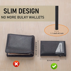 ALLANSING Slim Card Holder Leather Wallet Minimalist Pop Up RFID Blocking Wallet