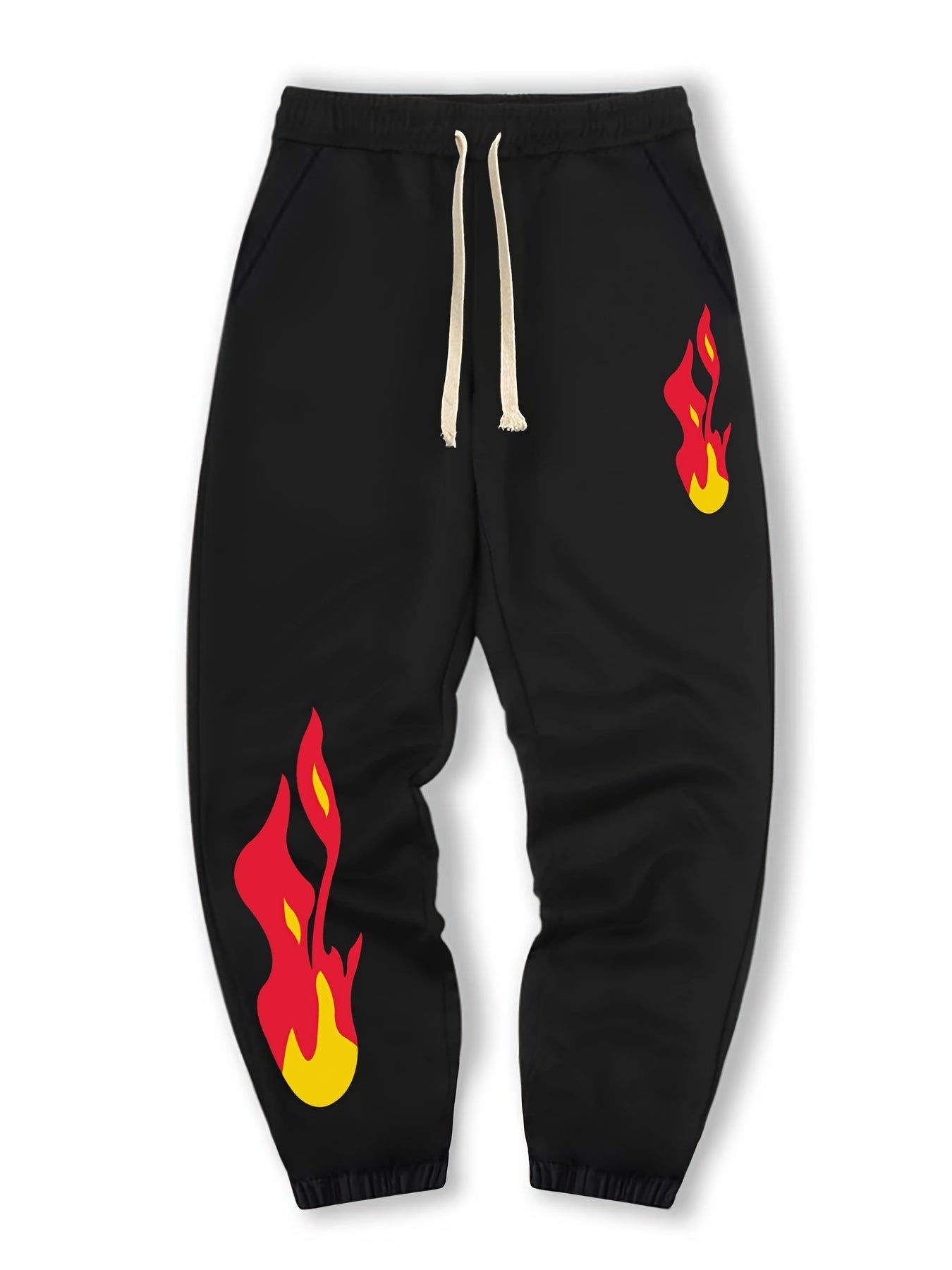Flame Graphic Print Street Style Sweatpants