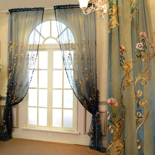 Elegant Sheer Embroidered Curtain