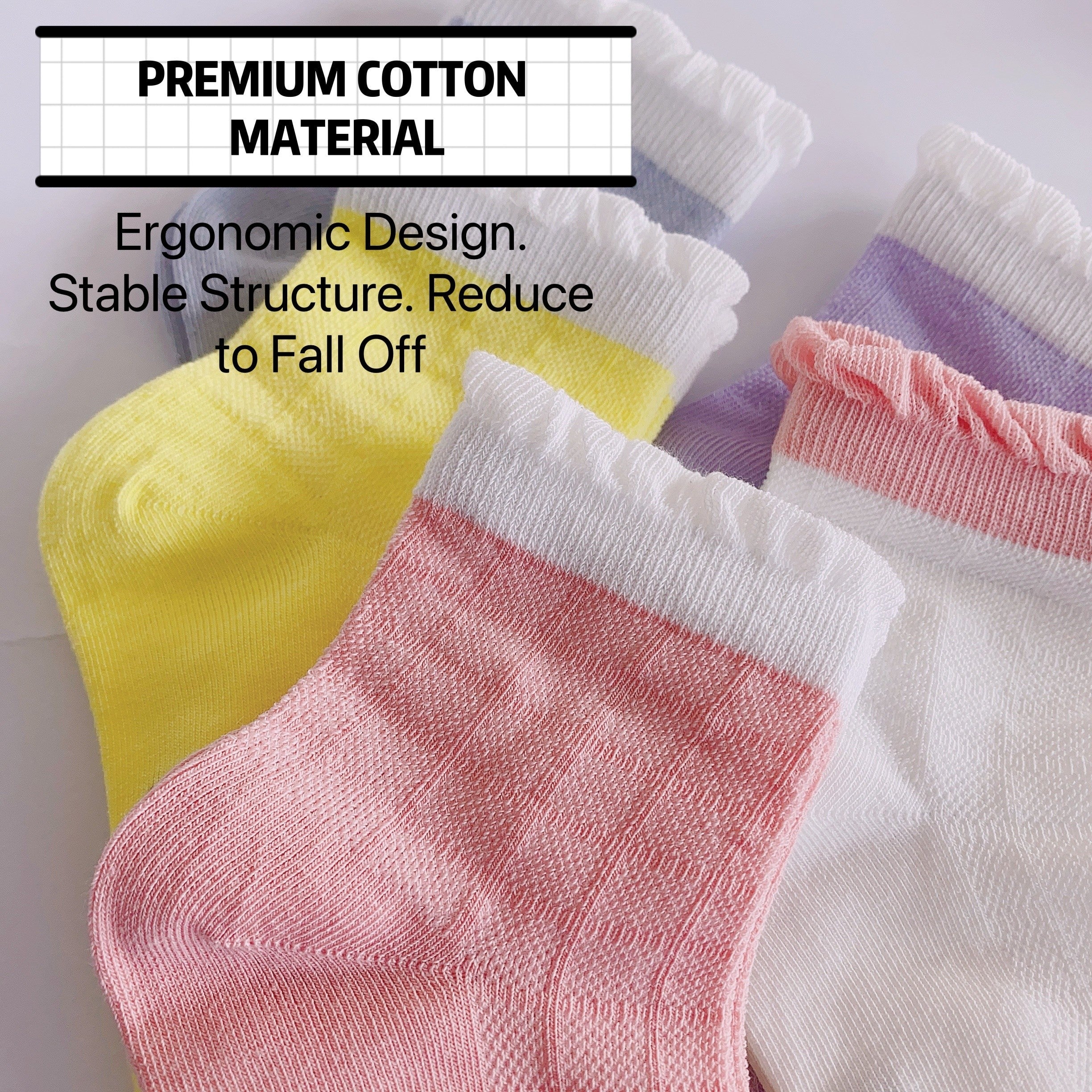 5 Pairs Girls Colorful Breathable Cotton Ankle Socks for Summer and Spring