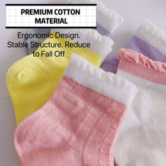 5 Pairs Girls Colorful Breathable Cotton Ankle Socks for Summer and Spring