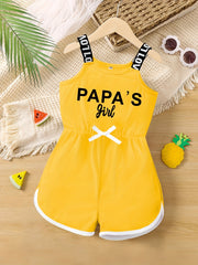 Girls' Fancy Letter Print Sports Casual Romper Jumpsuit