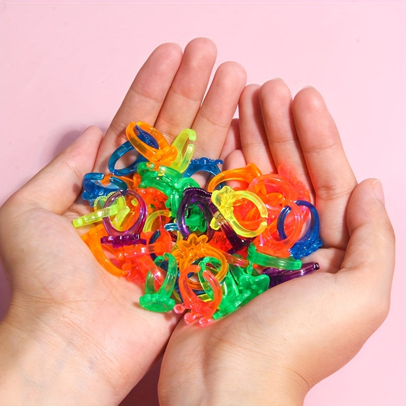 25pcs Transparent Ring Jewelry Cartoon Gift Small Toy Holiday Party Random