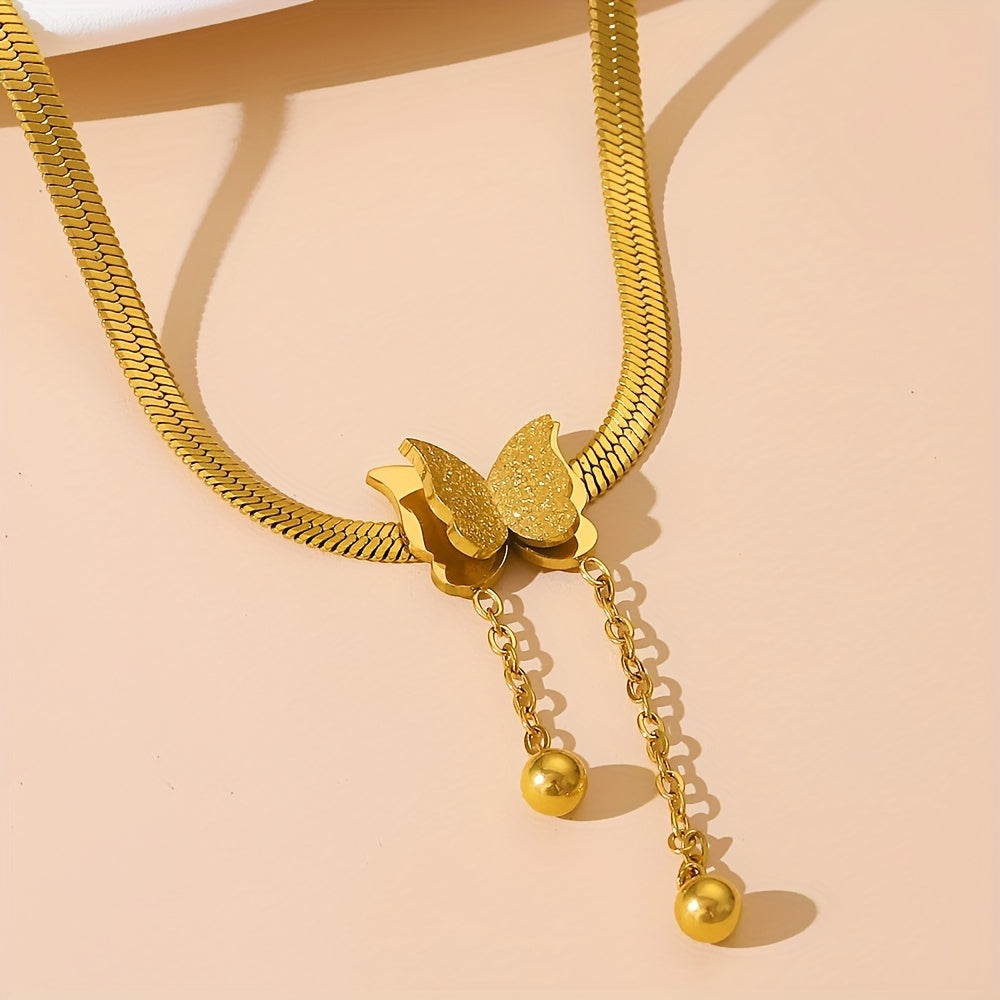 Stainless Steel Butterfly Pendant Necklace for Women Girls