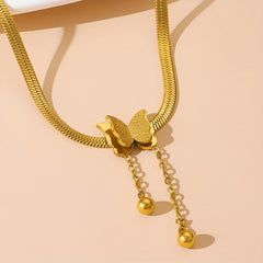 Stainless Steel Butterfly Pendant Necklace for Women Girls