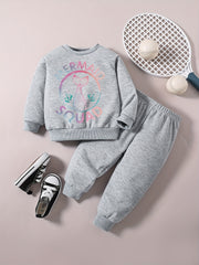 Mermaid Graphic Pullover & Pants Set - Baby Girl Casual Outfit