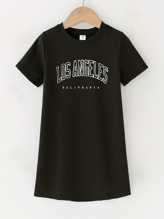Toddler Girls Letter LOS ANGELES T Shirt Dress