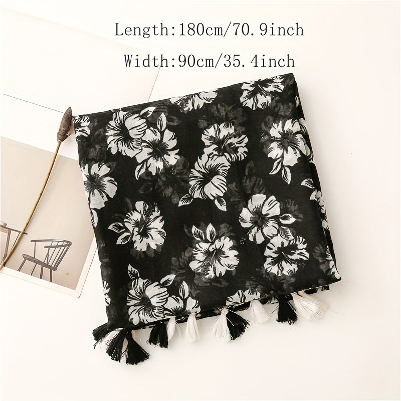 Fringed Scarf Thin Breathable Sunscreen Shawl Soft Long Wrap