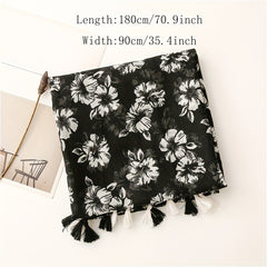 Fringed Scarf Thin Breathable Sunscreen Shawl Soft Long Wrap
