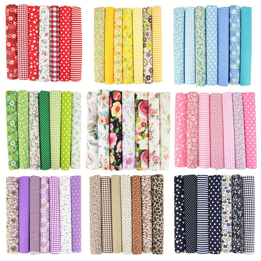 7pcs Floral Patchwork Multicolor Cloth Set for DIY Sewing