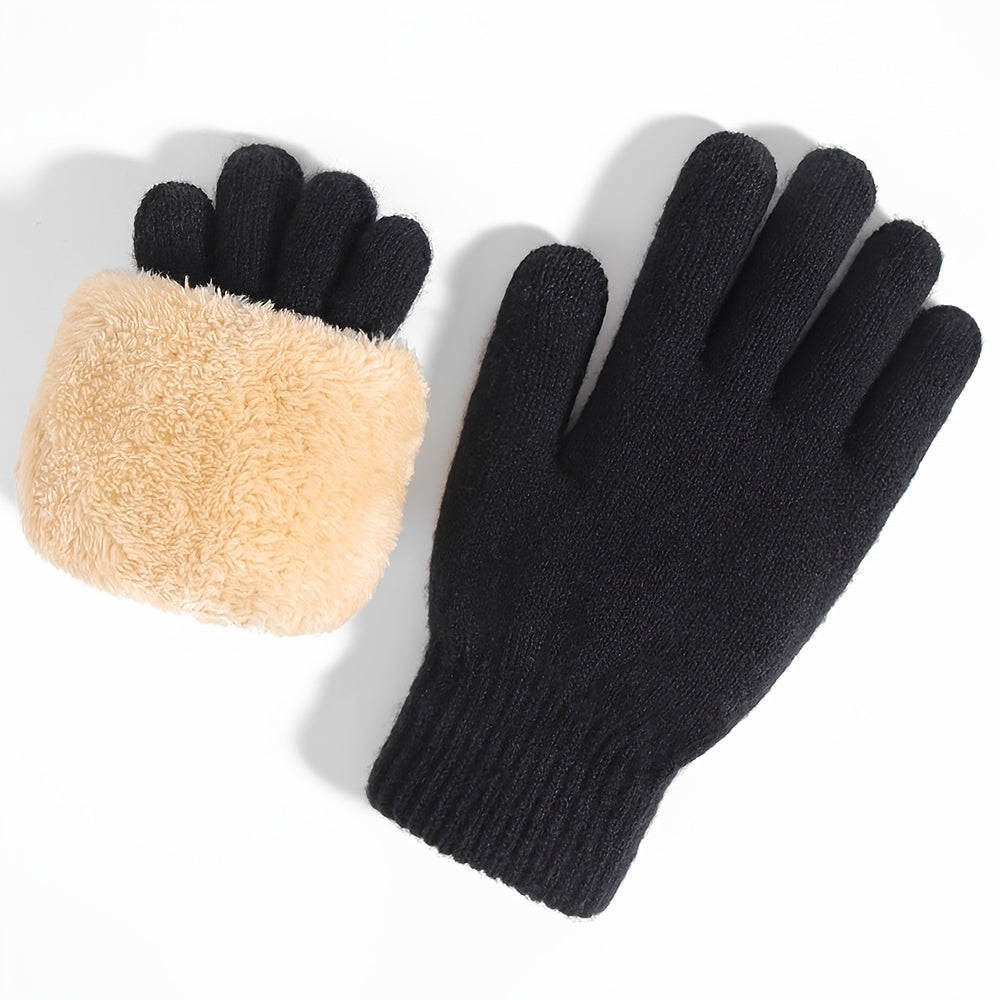 Double Layered Plush Knitted Touch Screen Gloves for Parties & Activities