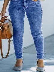  Solid Button Fly Skinny Jeans