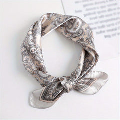 Vintage Paisley Print Silk Square Scarf Thin Bandana Neckerchief