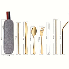 8pcs Travel Cutlery Set Stainless Steel Flatware Set