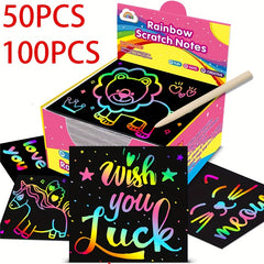 Rainbow Scratch Note Art Kit - Unleash Hidden Designs with Vibrant Colors