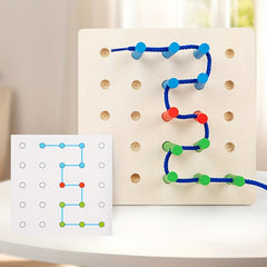 Colorful Wooden Rope Threading Game for Kids