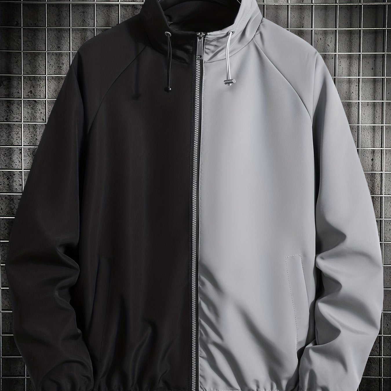 Men's Casual Stand Collar Zip Up Jacket For Spring Fall Outdoor