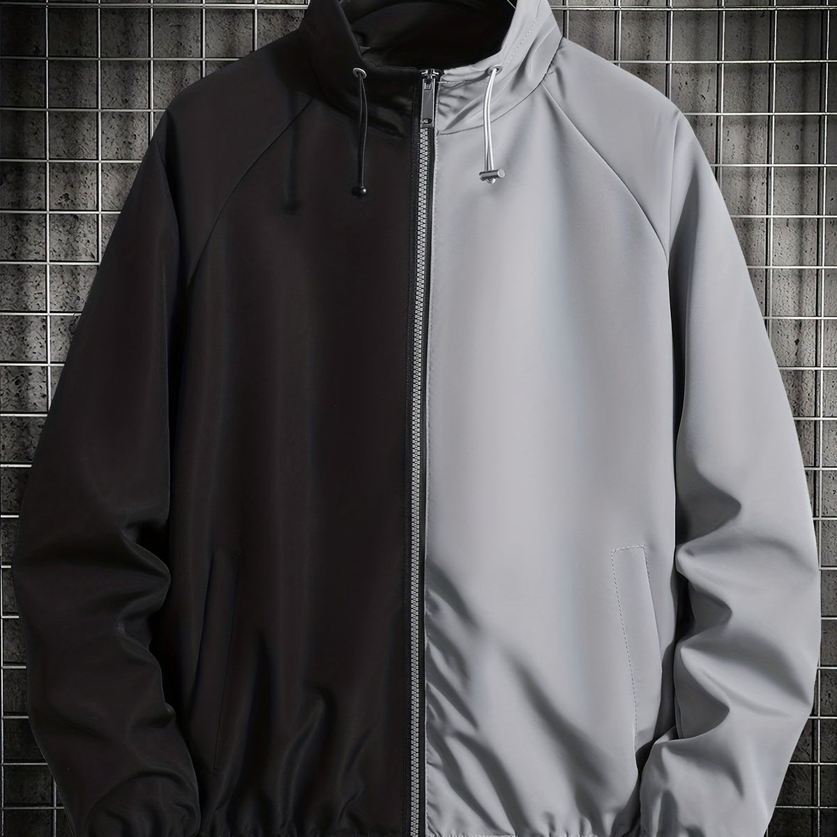 Men's Casual Stand Collar Zip Up Jacket For Spring Fall Outdoor
