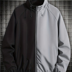 Men's Casual Stand Collar Zip Up Jacket For Spring Fall Outdoor